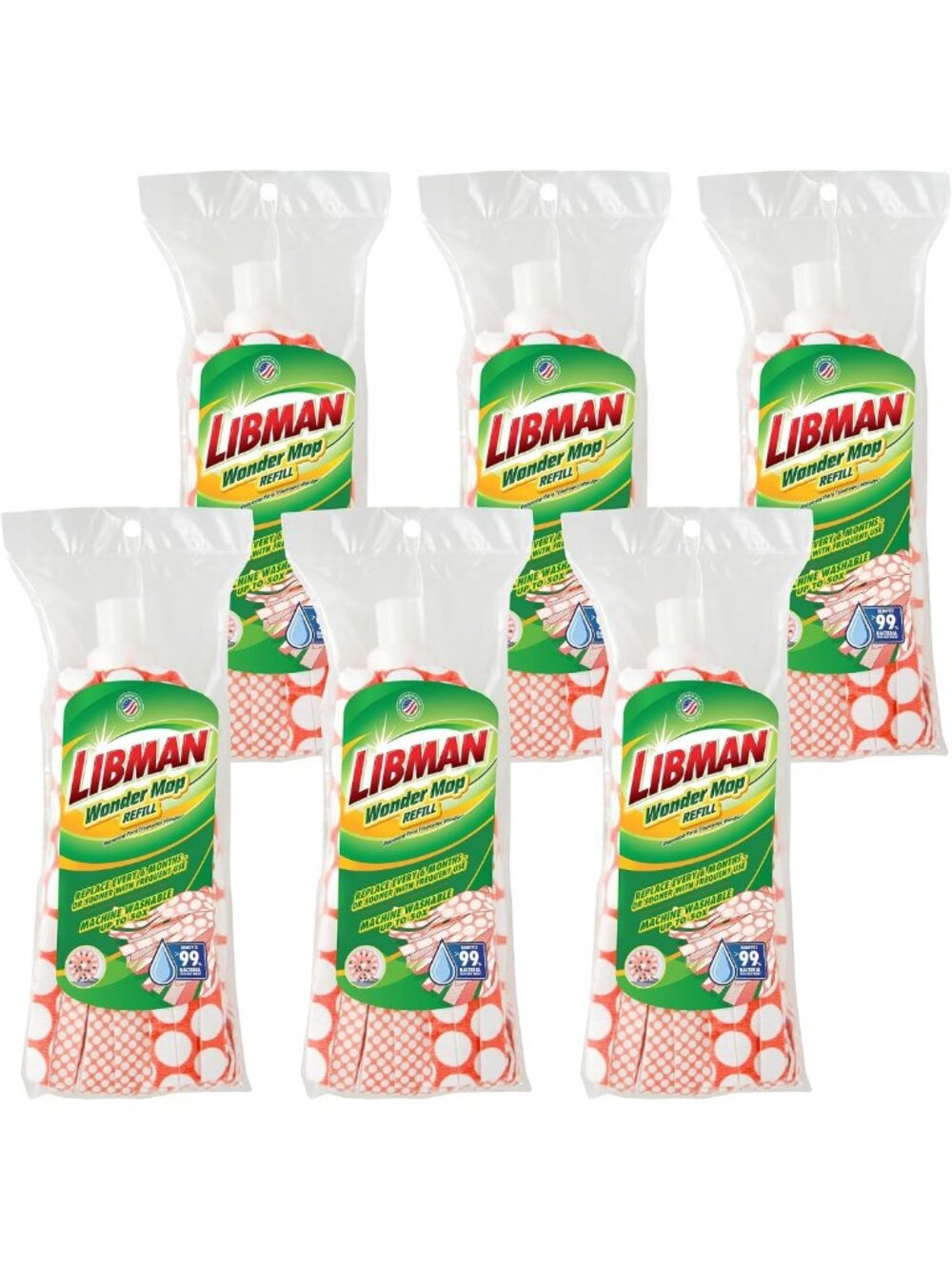 Commercial Wonder Mop Refill - 6 Pack | High Absorbency, Durable Cleaning Pads